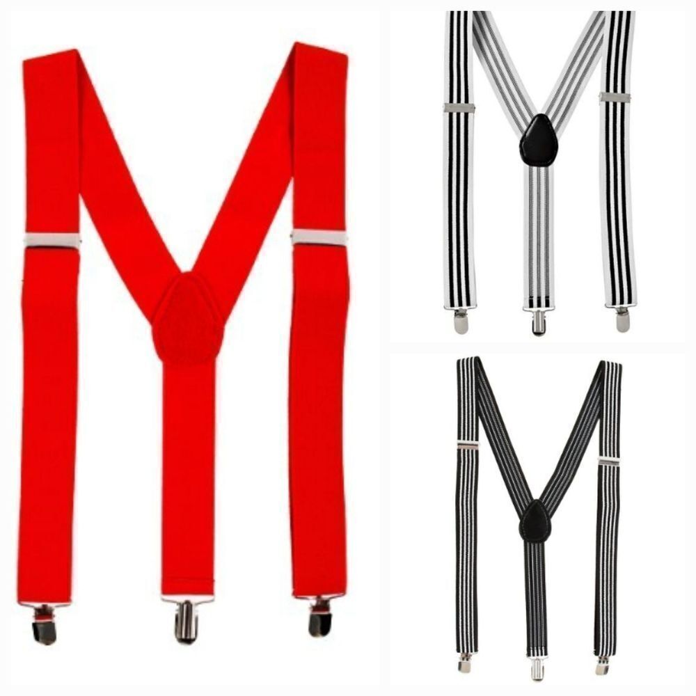 🔹️NWT Black & White Striped Suspenders Adult One Size - Picture 5 of 5